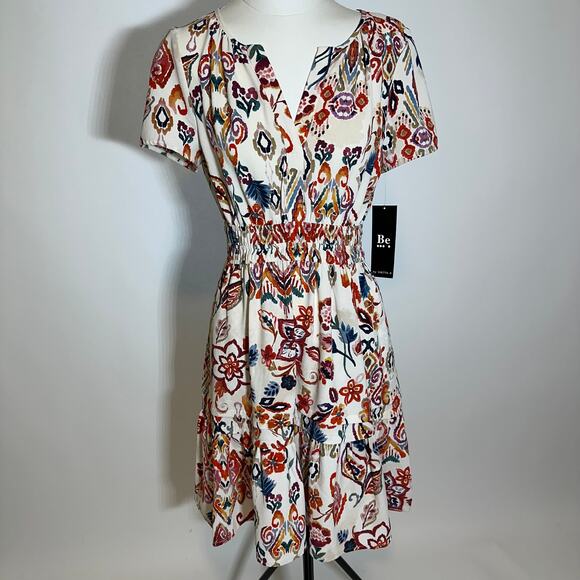 NWT Be By CHETTA B Multicolor Abstract Floral Dress Womens Size Small S Pockets - Picture 1 of 12